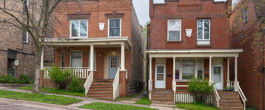 Duplex home with two separate entrances, illustrating missing middle housing.